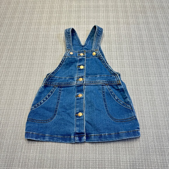 BCBG Girls Other - BCBG Girls Denim Jean Overall‎ Dress 18M Blue Button Front Pockets Cute Jumper
